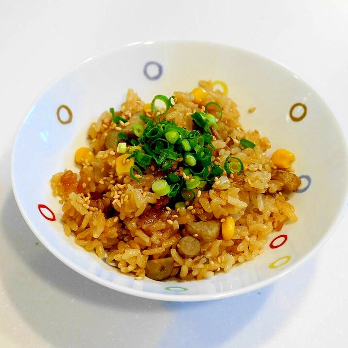 おかわり必須!ツナとコーンとゴボウの炊き込みご飯